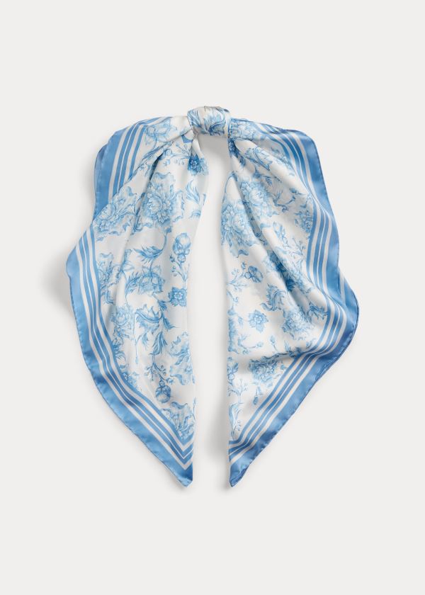 Bufandas Ralph Lauren Mujer Creme / Azules - Alexa Floral Silk - XNRTA6043